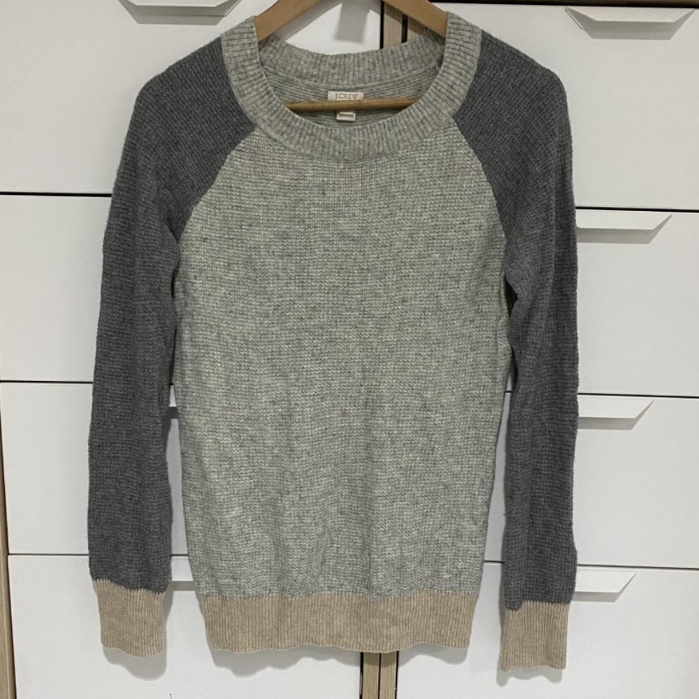 J Crew Waffle Colourblock Wool Sweater - Size S